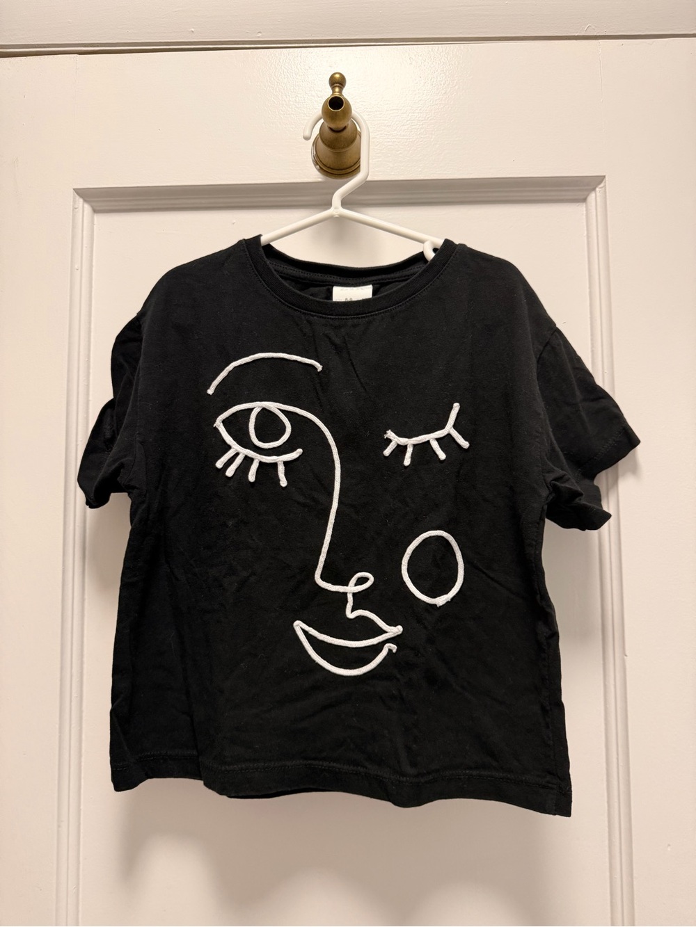 Zara Black Crewneck Tee with Design